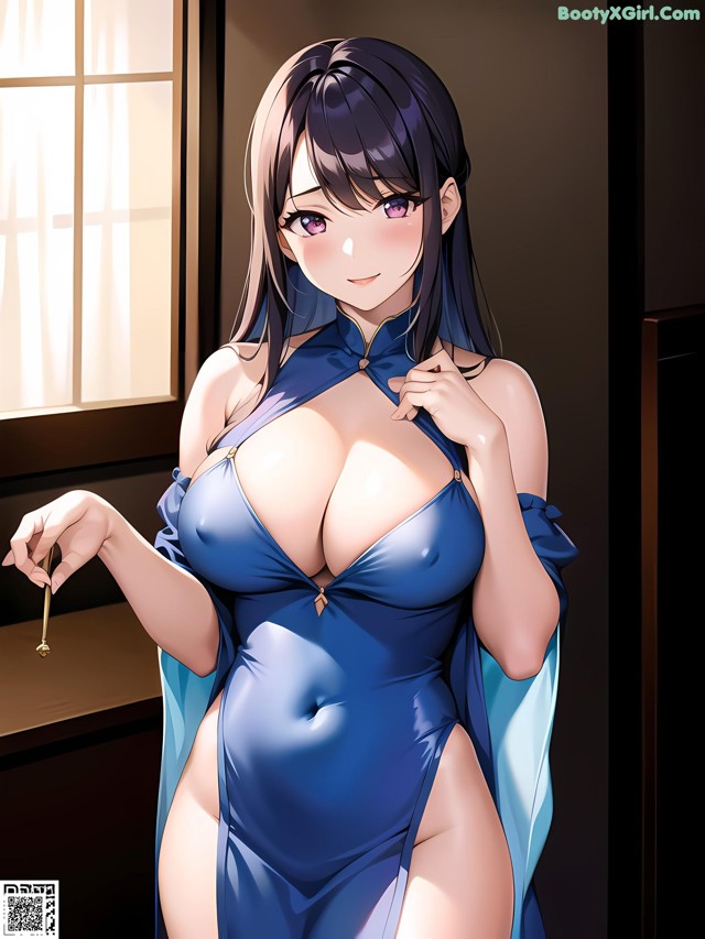 Hentai - 华彩繁花 Set 2 20230602 Part 17 No.f5142a A woman in a blue dress holding a key.