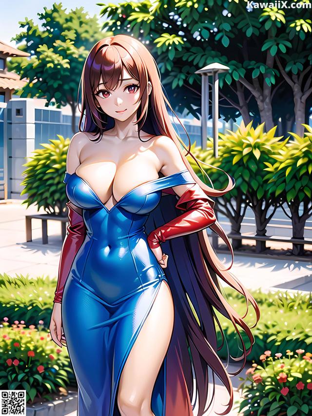 Hentai - 华彩繁花 Set 1 20230602 Part 12 No.f89558 A woman in a blue dress is posing for a picture.