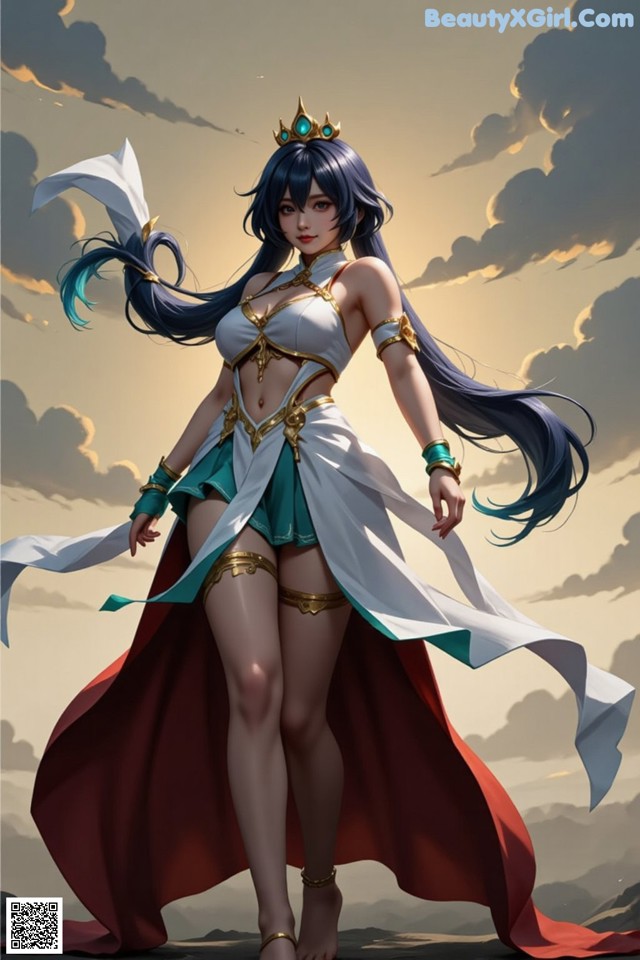Hentai - Under the Radiance of Celestial Grace Set.2 20250124 Part 7 No.808d08 A woman in a white and red outfit with a crown on her head.